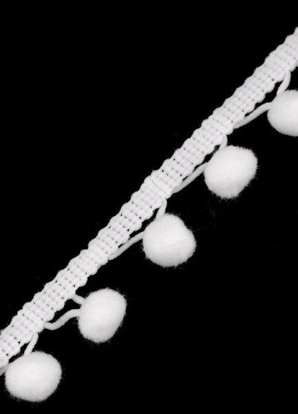 Bommelborte - weiss - 10 mm